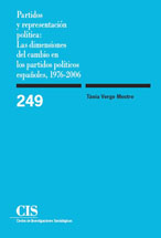 Portada Partidos y representación política: Las dimensiones del cambio en los partidos políticos españoles, 1976-2006