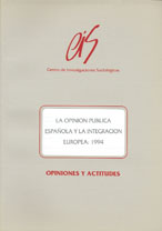 Portada La opinión pública Española y la integración europea: 1994